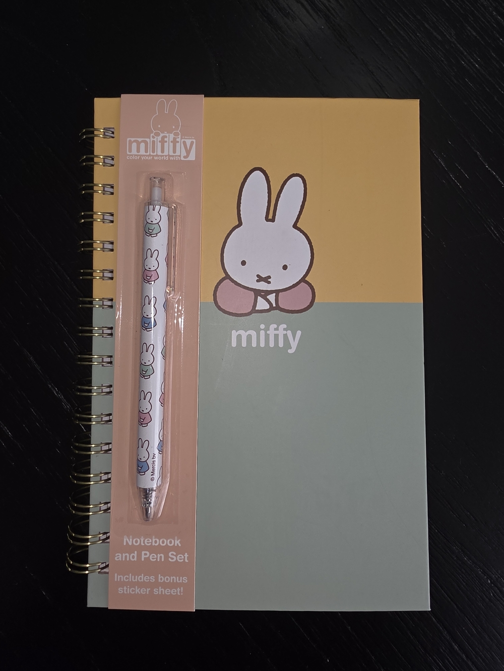 Miffy Spiral Notebook and Pen Set - Yellow & Mint